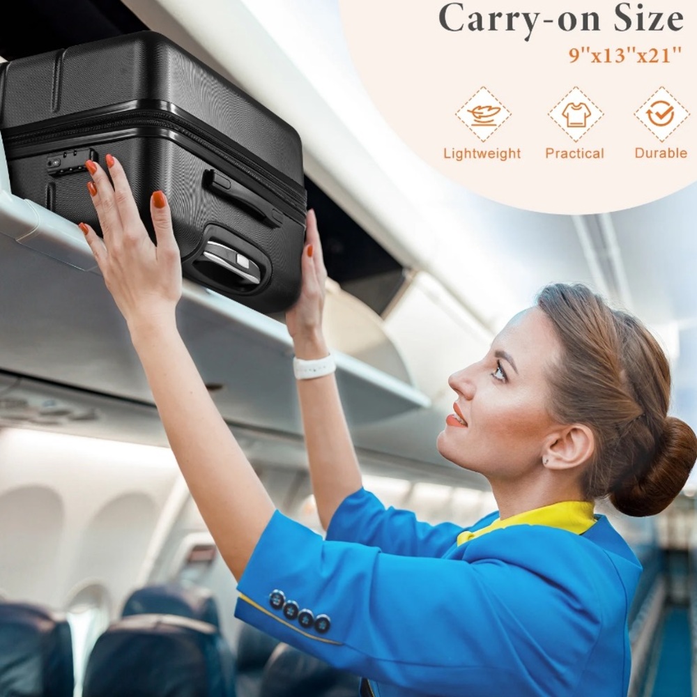 Hardshell Spinner Suitcase in Black 20in CarryOn - Picture 7 of 8